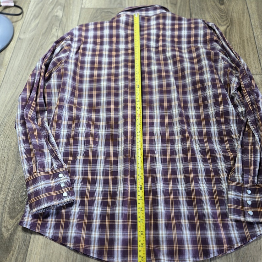Vintage Wrangler Mens Purple‎ Plaid Pearl Snap Button Up Western Size XL Rodeo - Picture 8 of 11